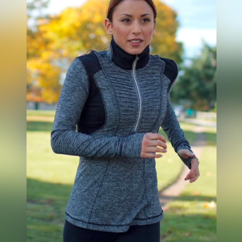 Lululemon Run Half Zip Black Technical Long Sleeve Shirt Running Workout Yoga 8